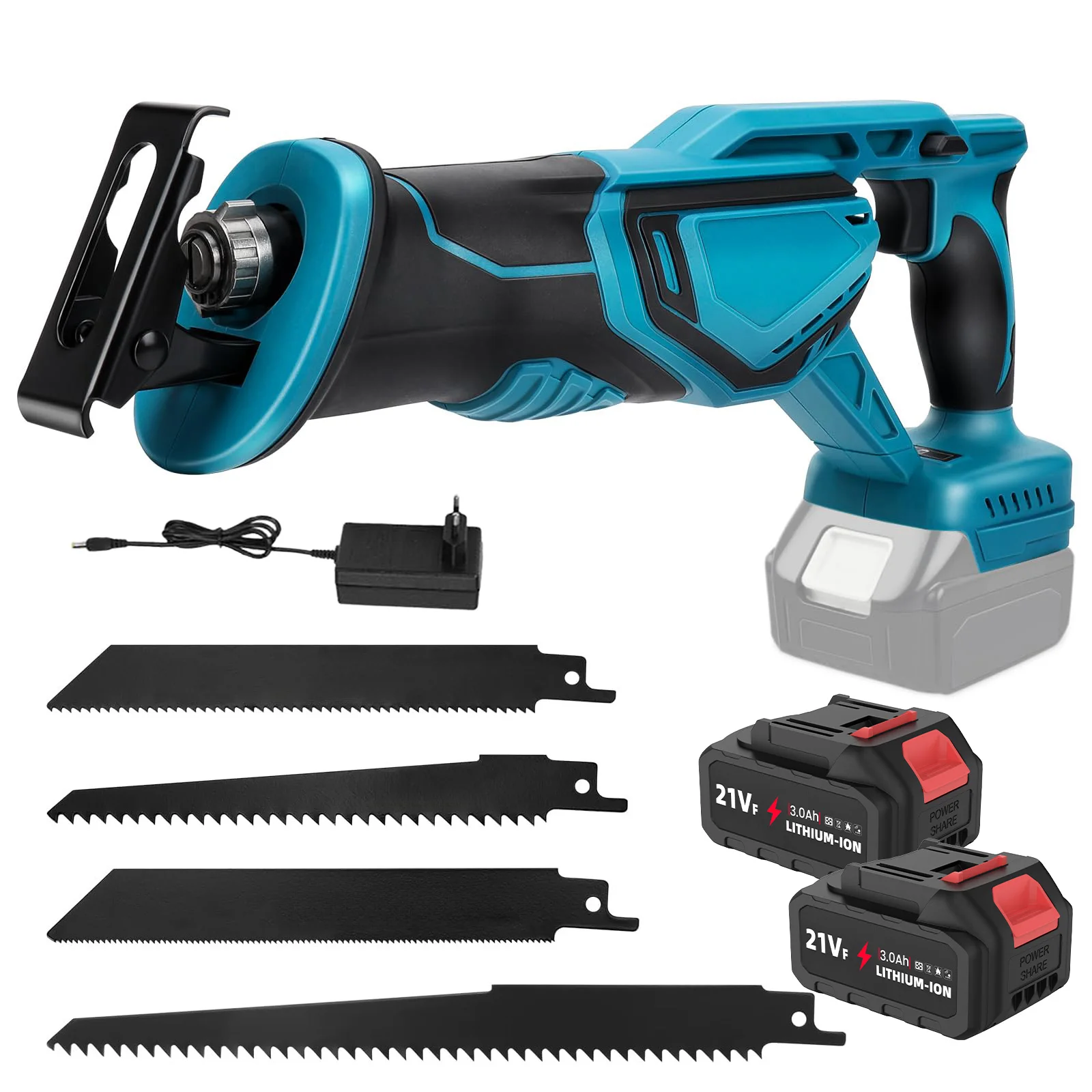 Makita – scie alternative électrique sans balais, pour bois, métal, PVC, matériaux de tuyaux, coupe avec 4 lames de scie pour batterie