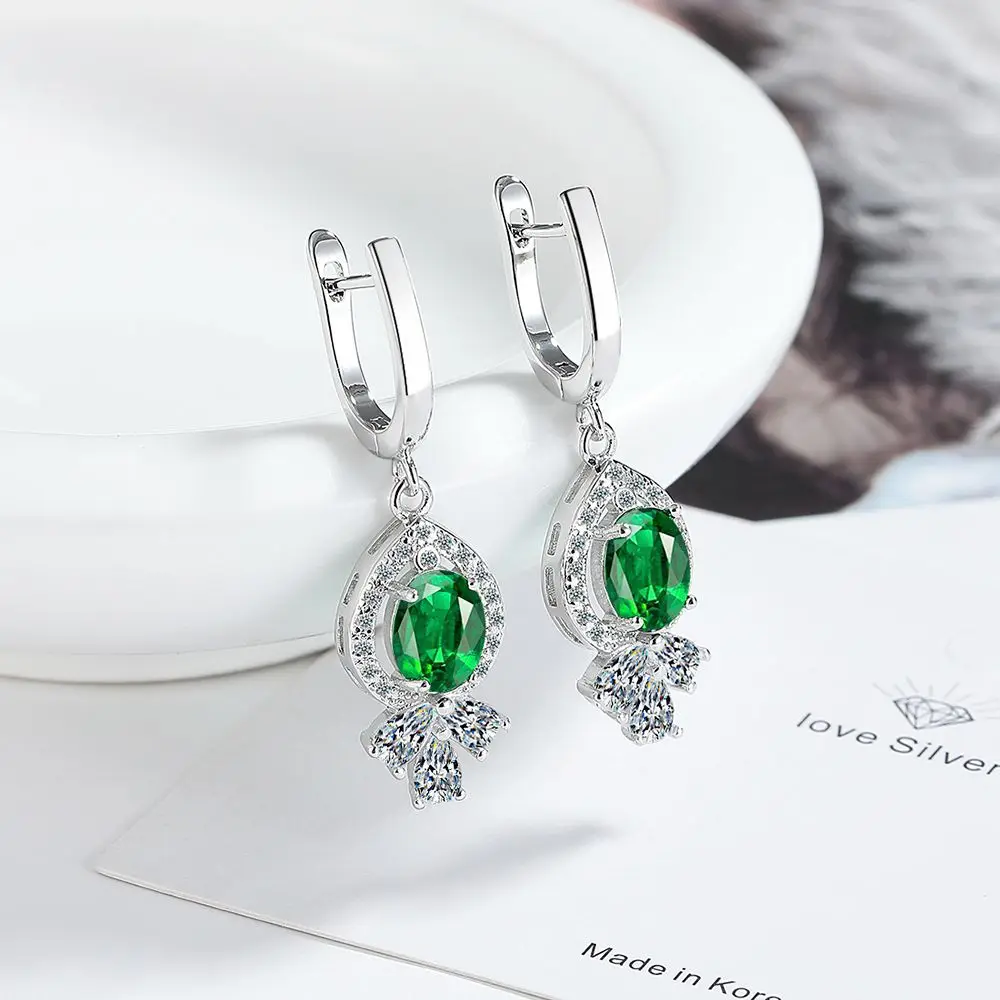 

Cute Goldfish Hoop Earrings For Women Silver Color Red Green Blue Black Zircon Pendant Earring Wedding Engagement Jewelry Gifts