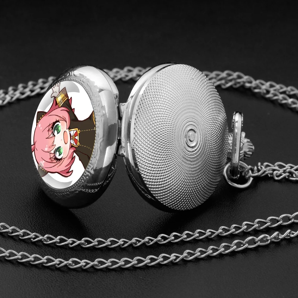 Reloj de bolsillo de cuarzo con cúpula de cristal para hombre y mujer, con números árabes colgante de collar, regalos exquisitos y famosos de Anime Anya Forger