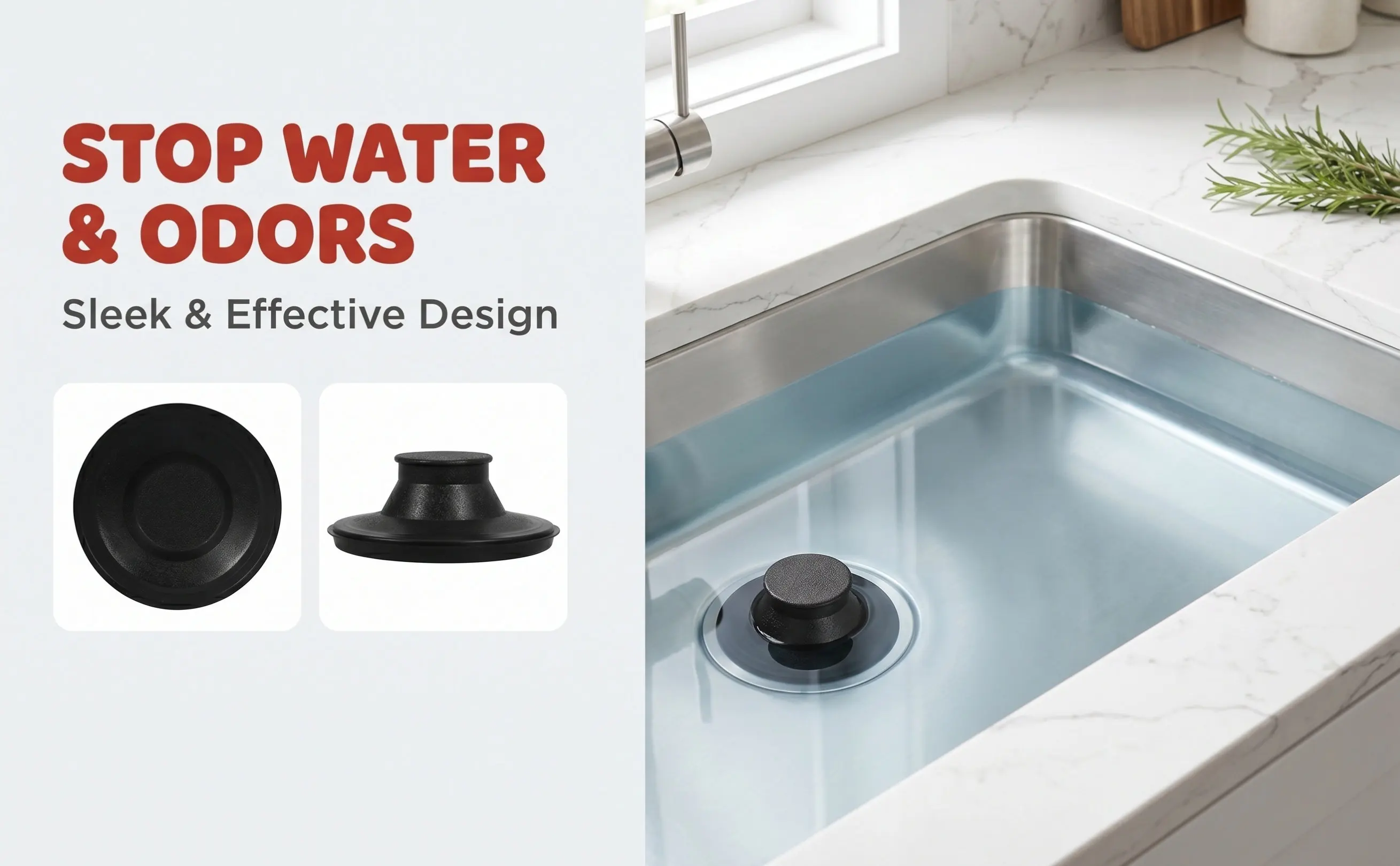 Kitchen Sink Stopper Rubber Garbage Disposal Plug Drain Cover Leak Proof Odor Blocking Sleek Stylish Design for Home Restaurant