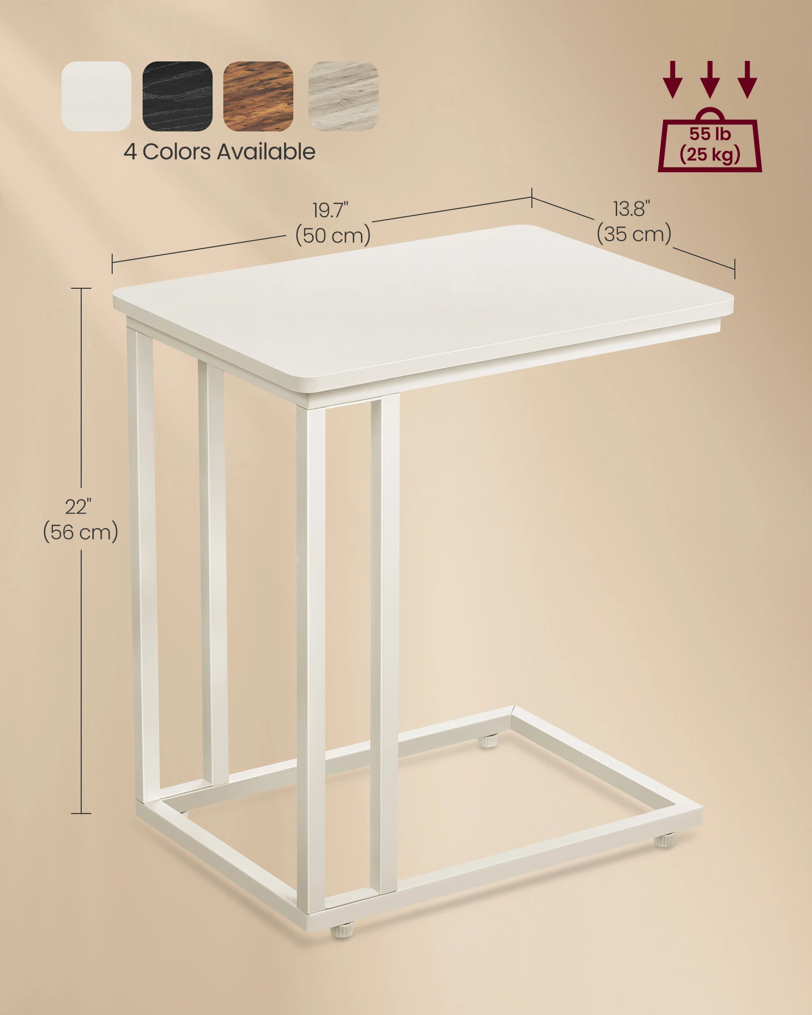 VASAGLE End Table, C Shaped TV Tray with Metal Frame Rolling Casters for Coffee Laptop Mobile Tablet, Industrial Side Table image 6
