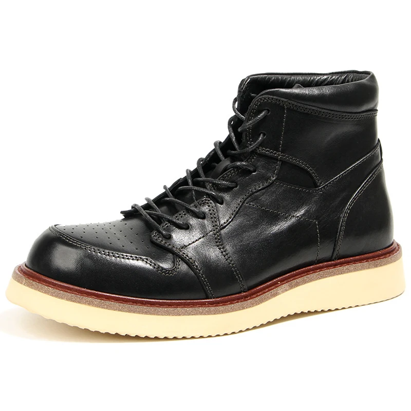 Handmade Retro Men's Boots Genuine Leather Men's Ankle Boots Leather Shoes Wear resistant Non-slip Autumn Winter Shoes Male