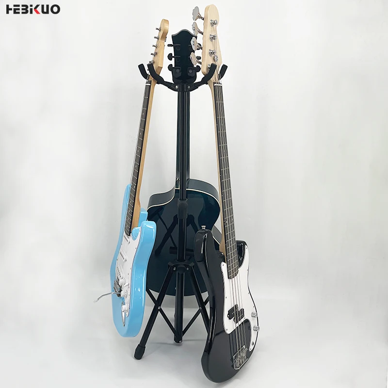 HEBIKUO J-33C three vertical guitar folding stand black yellow