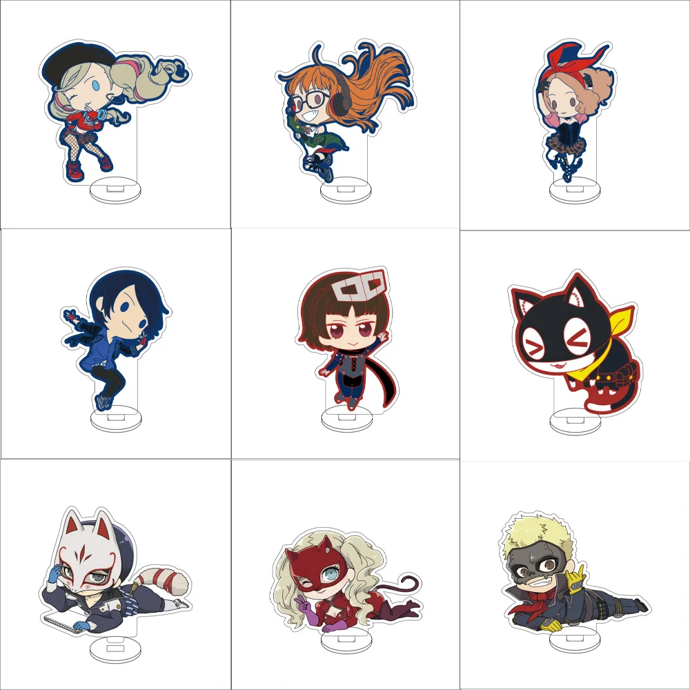 10CM Anime Figure Stand Model  Amamiya Ren/Morgana/Ryuji Sakamoto/Ann Takamaki Cute Desk Decor Standing Sign Gifts