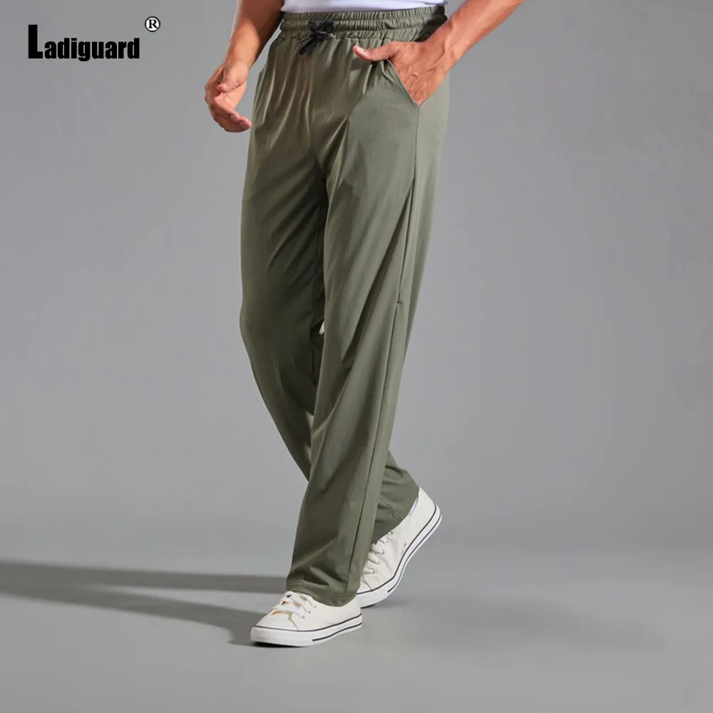 

Ladiguard 2024 Men Fashion Leisure Drawstring Pants Solid Ankle-Length Trouser Plus Size Mens Casual Sports Running Sweatpants