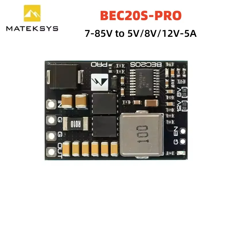 Matek BEC20S‑PRO BEC Module 7‑85V 5.2V/8V/12V 5A Continuous 9A Peak 3‑20S LiPo Step‑Down Power Supply For FPV RC Drone Airplane