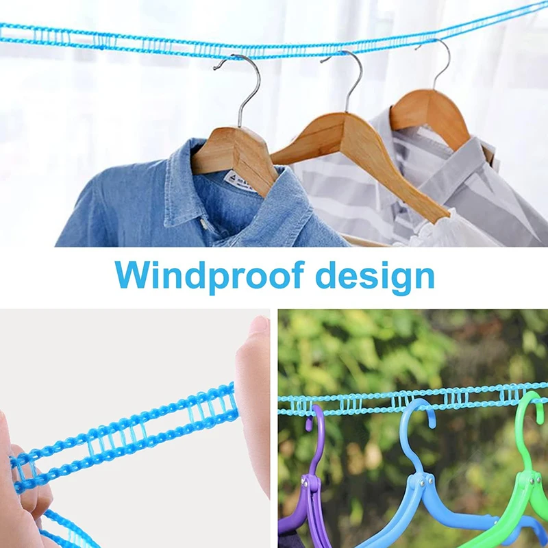 Corda de Nylon portátil à prova de vento, varal tipo cerca, secagem e edredão, ao ar livre, 3 m, 5 m, 8 m, 10m