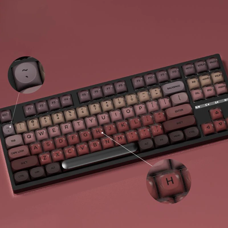 132 مفتاح HOA Profile أحمر الشفاه Keycap PBT Double Shot Keycap لـ Mx Switch لوحة المفاتيح الميكانيكية ISO أدخل قبعات المفاتيح