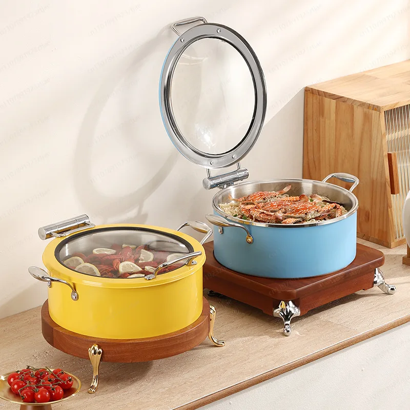 

Color Bain-Marie Food Warmer, Stainless Steel Buffet Server with Insulation for Hotel & Catering