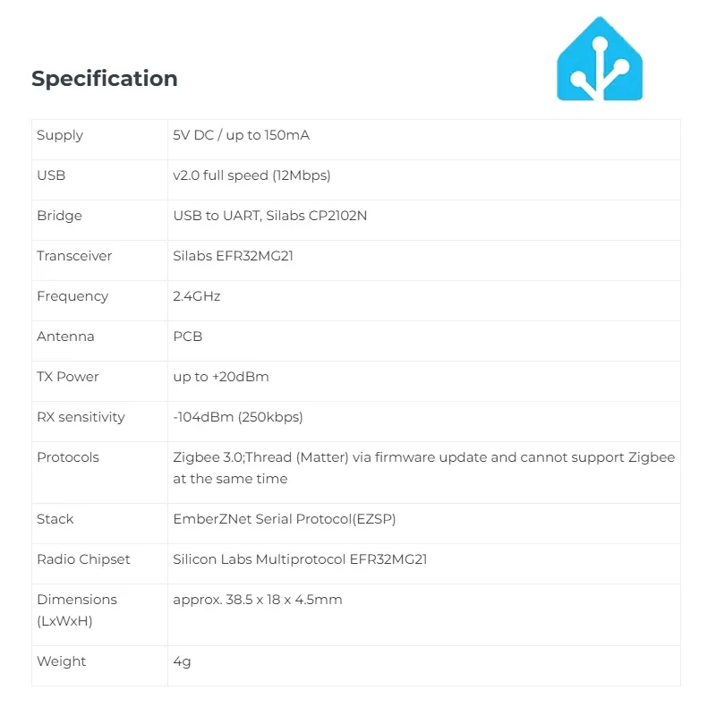 Home Assistant SkyConnect USB Stickfor Smart Home - compatível com Zigbee/Thread/Matter Versátil