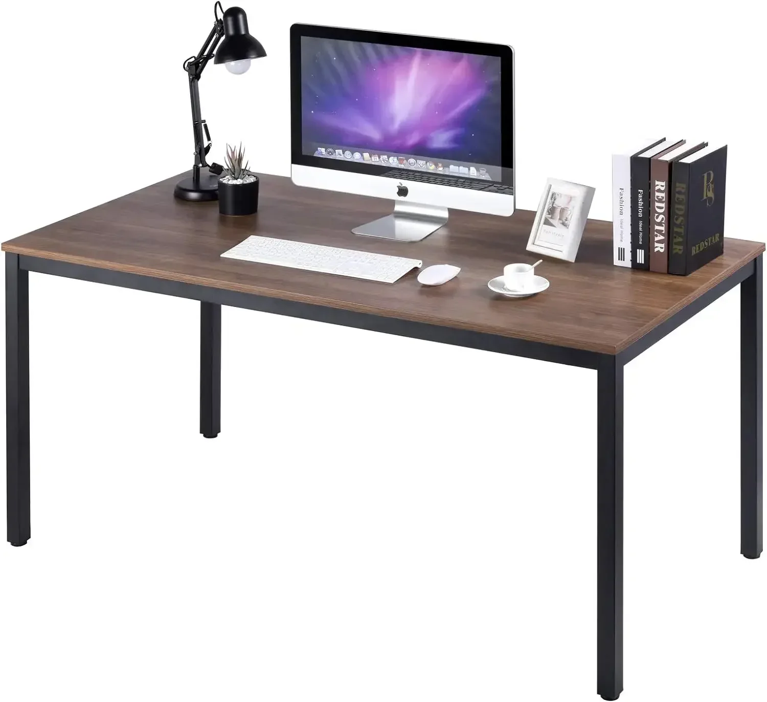 POPRUN Mesa de escritório para computador de escrita 59 polegadas (60 "x 30") Mesa de estudo de escrita de madeira para escritório doméstico, grande mesa de madeira maciça, moderna