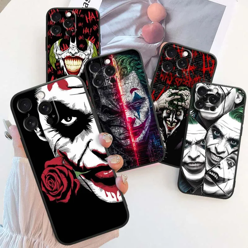 

Villain The J-Joker personality For Apple iPhone 16 16E 15 14 13 12 11 XS X Pro Max Plus Black Soft Silicone Cover Phone Case