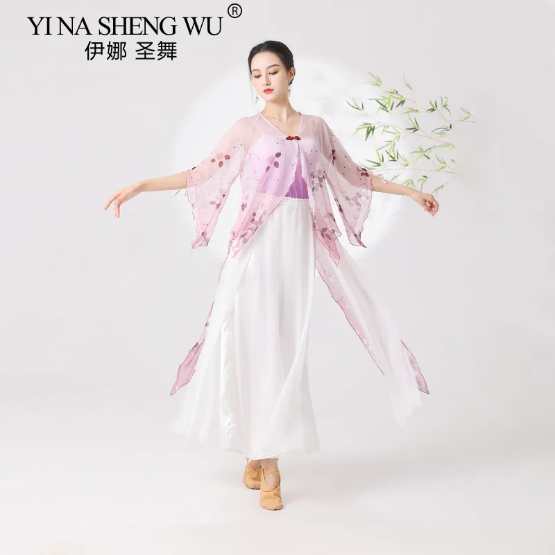 Oriental Classical Dance Hanfu Performance Practice Clothes Classical Dance Adult Female Practice Clothes Classical Mesh Top