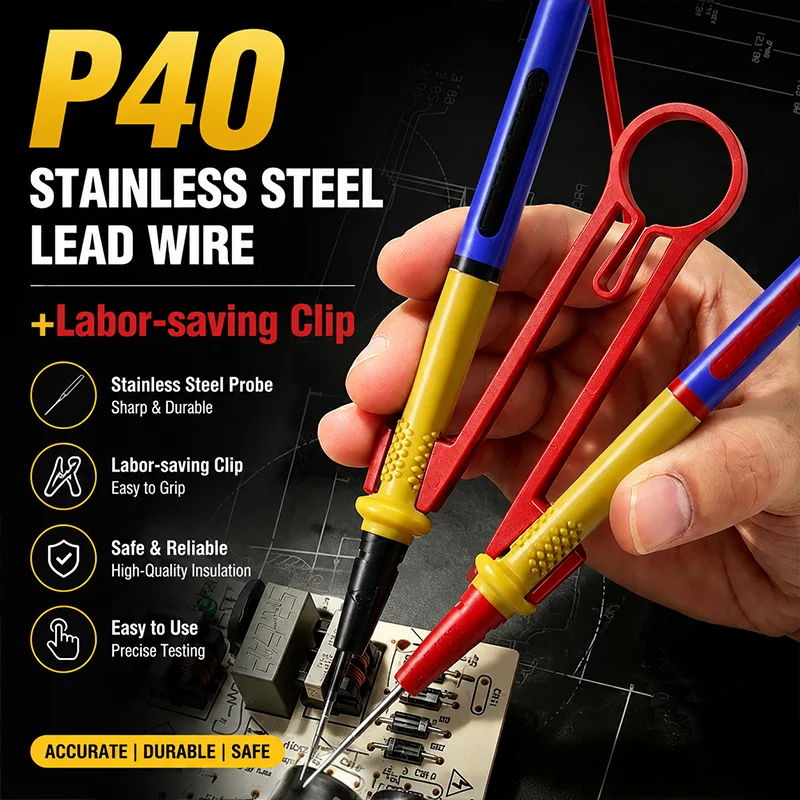 MECHANIC P40 Multimeter Test Probe 1000V 20A Silicone Wire Lead Extra Tip for Digital Multimeter Repair Tool