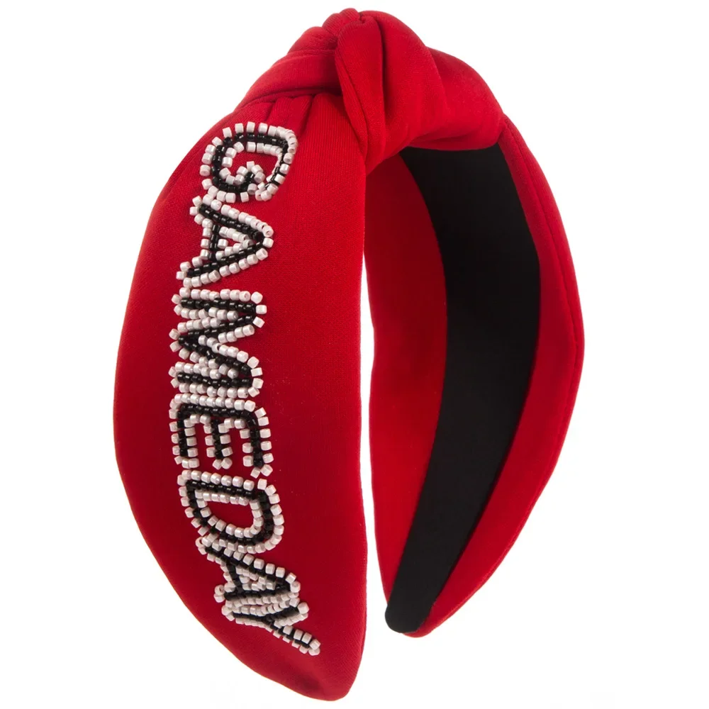 New Hand-Stitched Letters Bead Headband European and American Fashion Wide-Brimmed Fabric Personality Stylish Hair Accessories