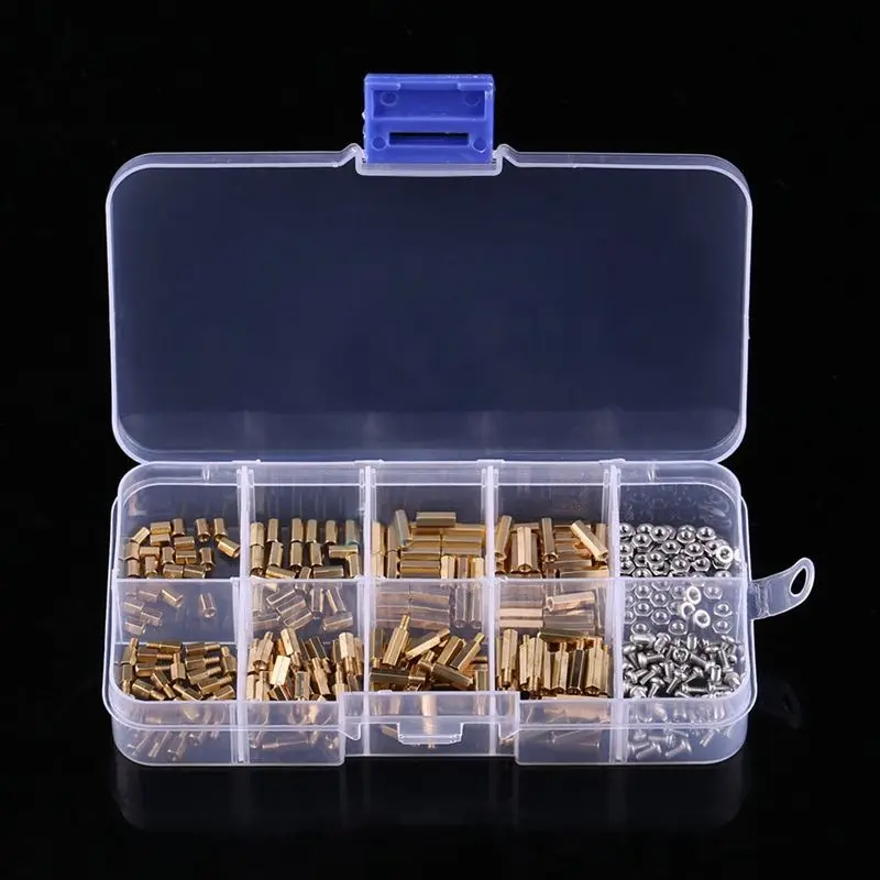 300X Brass M2 Hex Column Standoff Support Spacer Screw Nut Assortment Kit