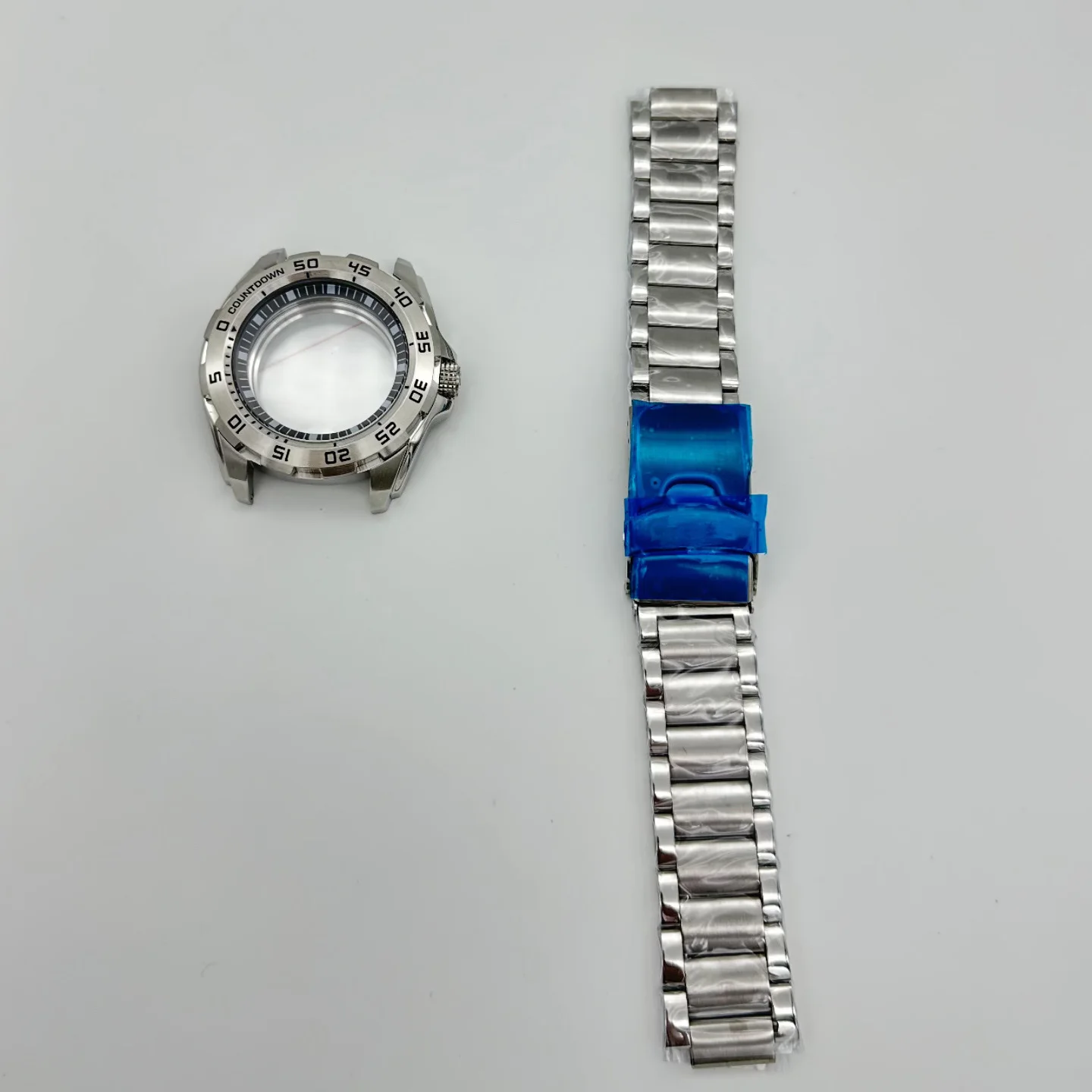 45.5mm Modified Monster Mechanical Watch Case Band, 316 Stainless Steel with Letter Pattern, Compatible with NH35/NH36 Movement