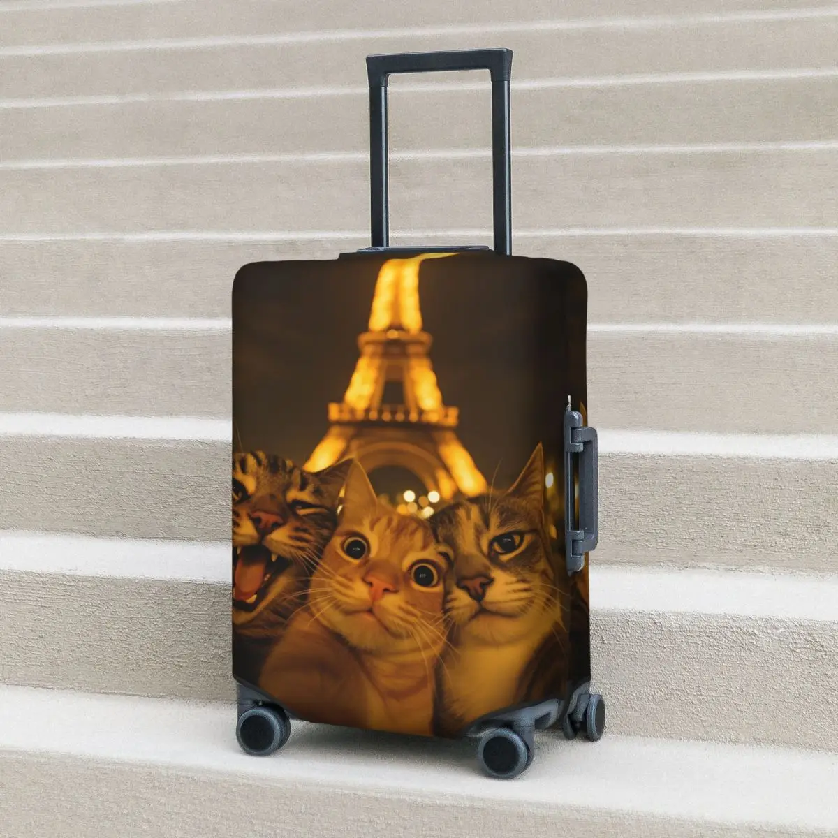 

Kawaii Parisian Cats Group Photo Suitcase Cover Strectch Travel Protection Luggage Case Vacation
