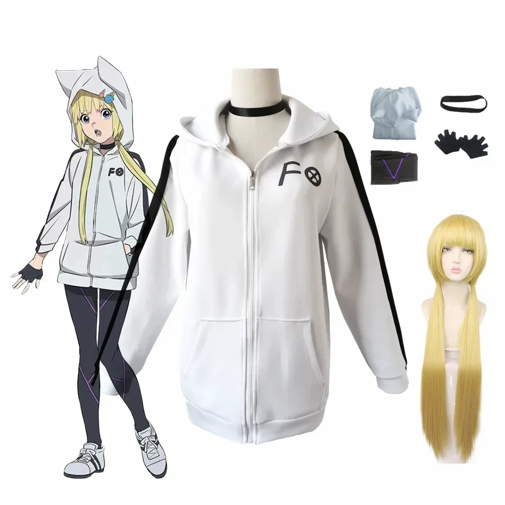 Anime Manga Cosplay Kemono Jihen Kon Costume Top Zipper Hooded Hoodies With Wig