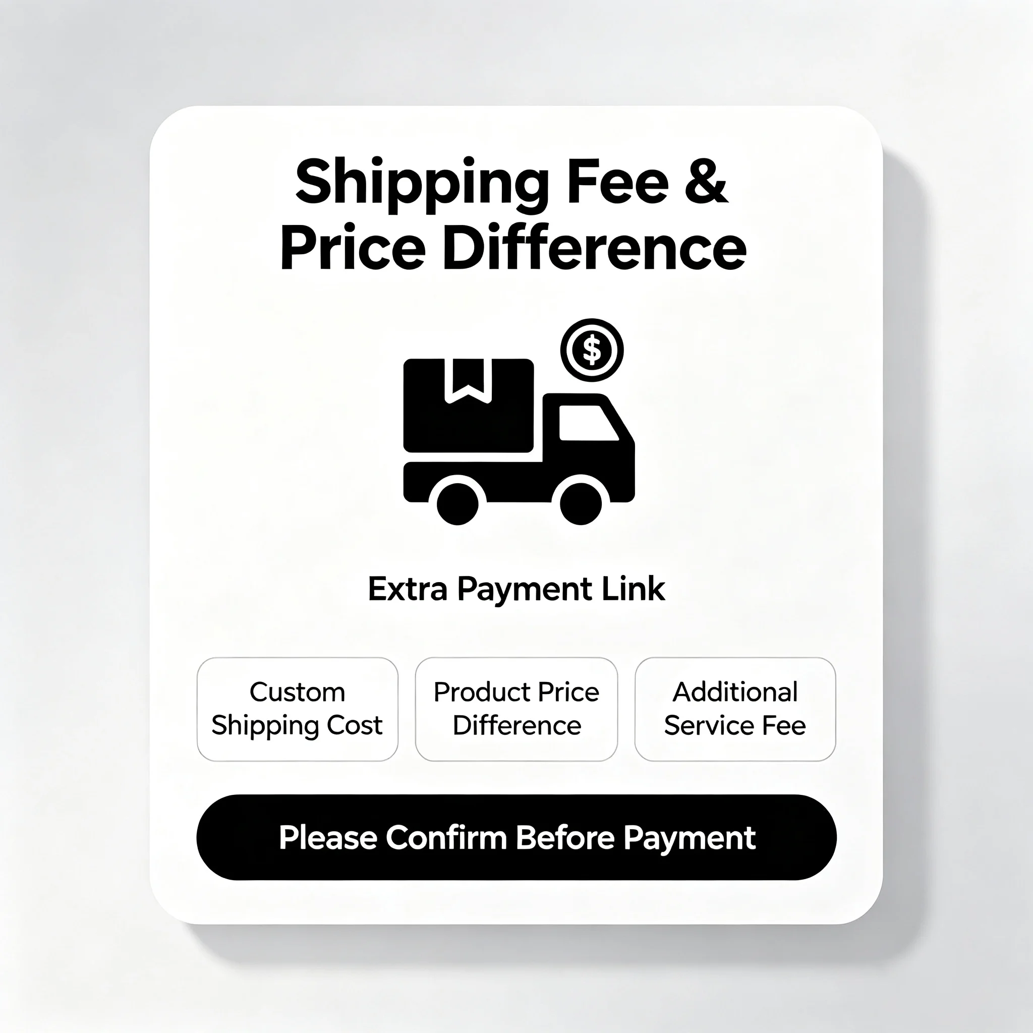 Extra Shipping Fee Price Difference Supplementary Link, Please Contact Us Before Place Order