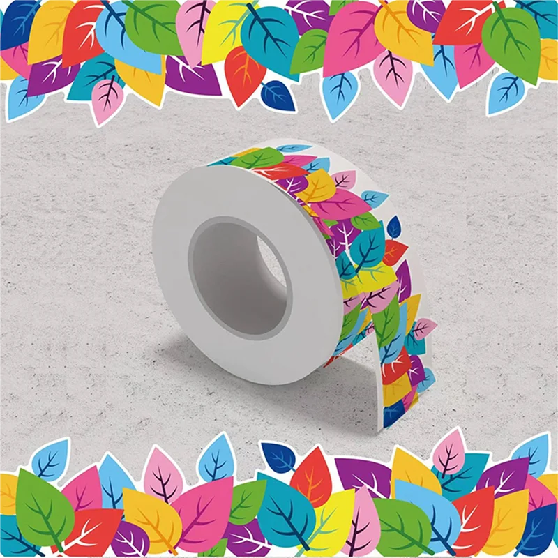 ABRJ-3Pcs 65.6 أقدام أوراق ملونة لوحة الإعلانات الحدود تقليم مقاوم للماء ولاصق للفصول الدراسية السبورة والجدار #4