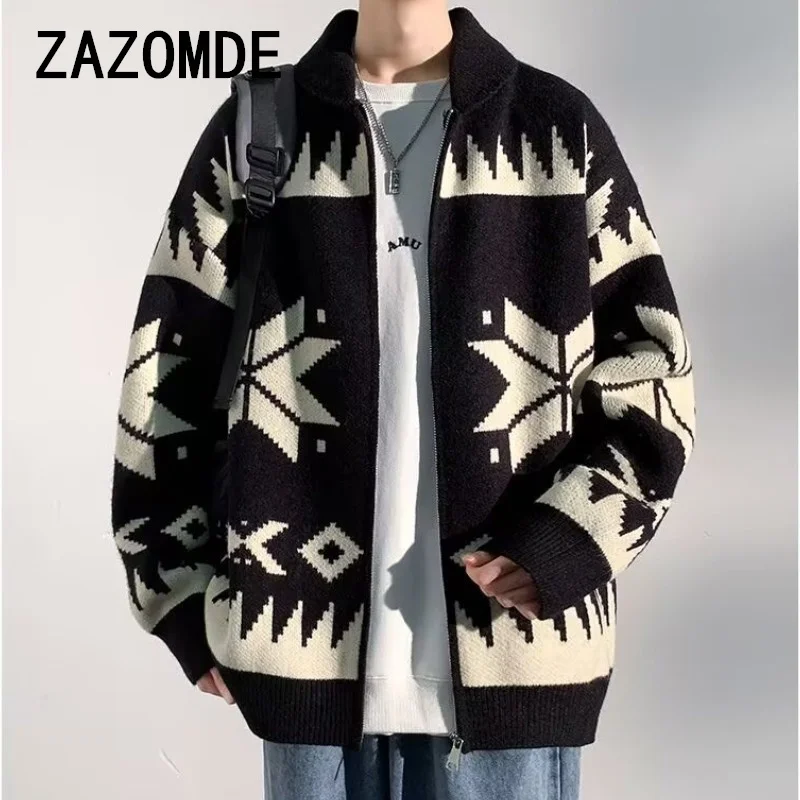 ZAZOMDE Brand Men Knitted Cardigan Autumn  Winter Fashion Cardigan Sweater Zipper Thick Long Sleeved Trendy Casual Knitwear Coat