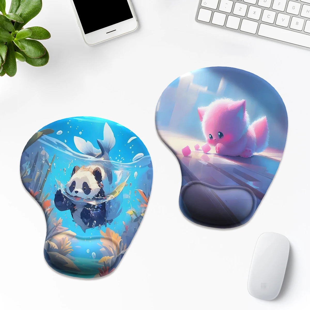 1pc Lovely Monster And Panda Mouse Pad Wrist Ergonomic Soft Anti-Slip Wrist Rest Support Mat Computer Mouse Pad for Office  PC