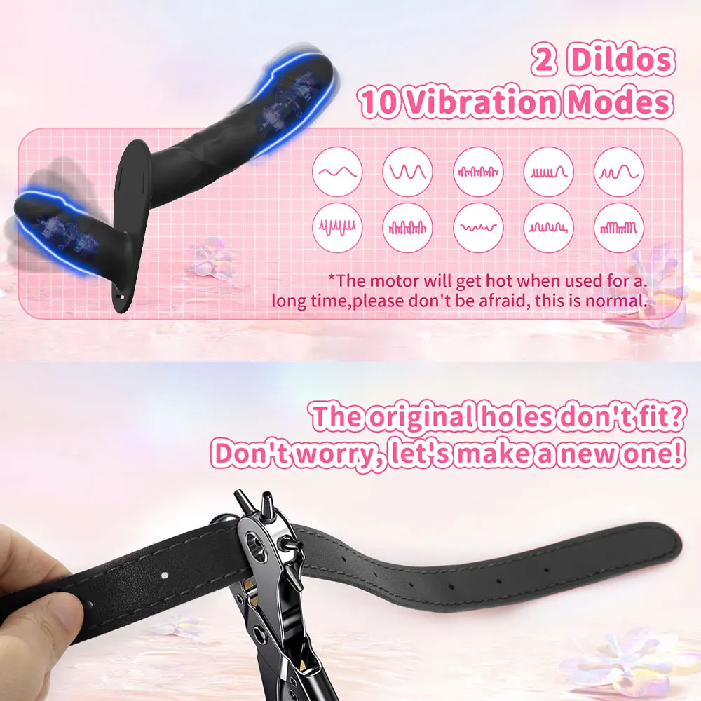 Double Head Artificial Penis Wearable Electric Strapon Vibrator For Lesbian Vibrating Sex Toys Strap On Belt Dildos For Girl