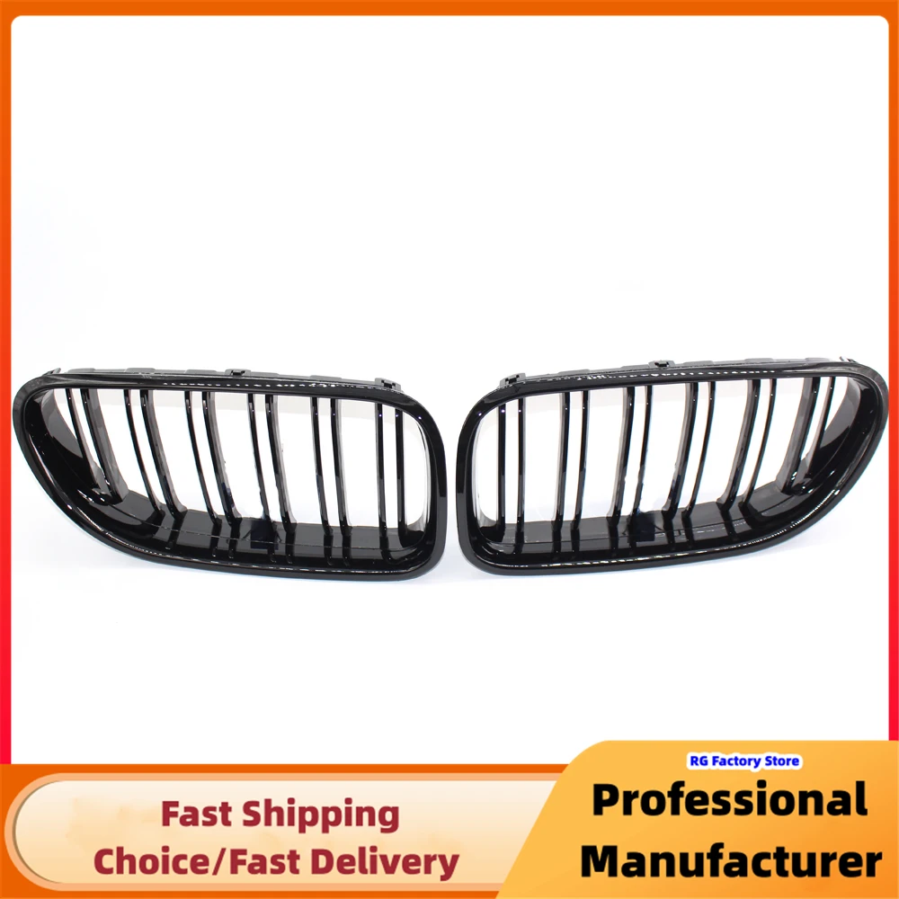 Double Slat Front Kidney Racing Grille For BMW 6 series F06 F12 F13 M6 640i 650i 2012-2017 Glossy Black Car Front Bumper Grille