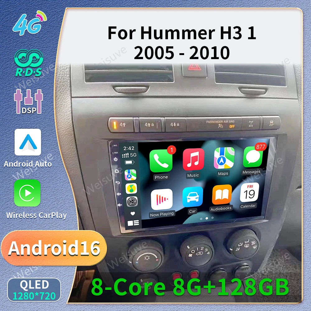 Автомагнитола Android 16 для Hummer H3 1 2005-2010 с GPS-навигацией, сенсорным экраном, стереосистемой, мультимедиа, видеорегистратором, DVD и Wi-Fi
