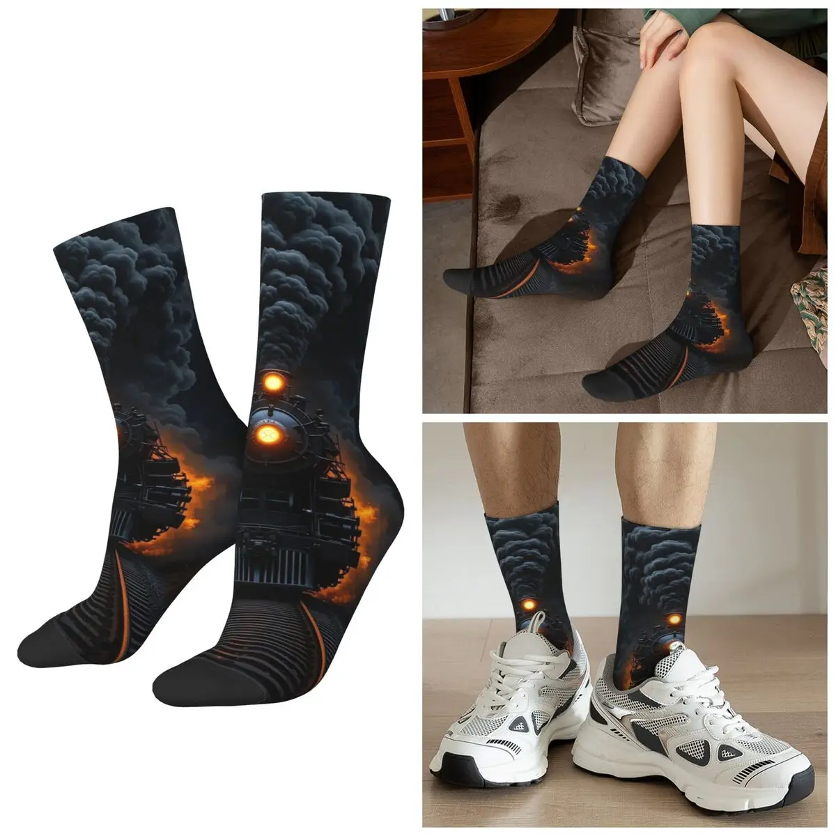 

All Seasons Lava Train Retro Steampunk Style Socks Harajuku Crew Socks Casual Stockings for Men Women Christmas Gifts
