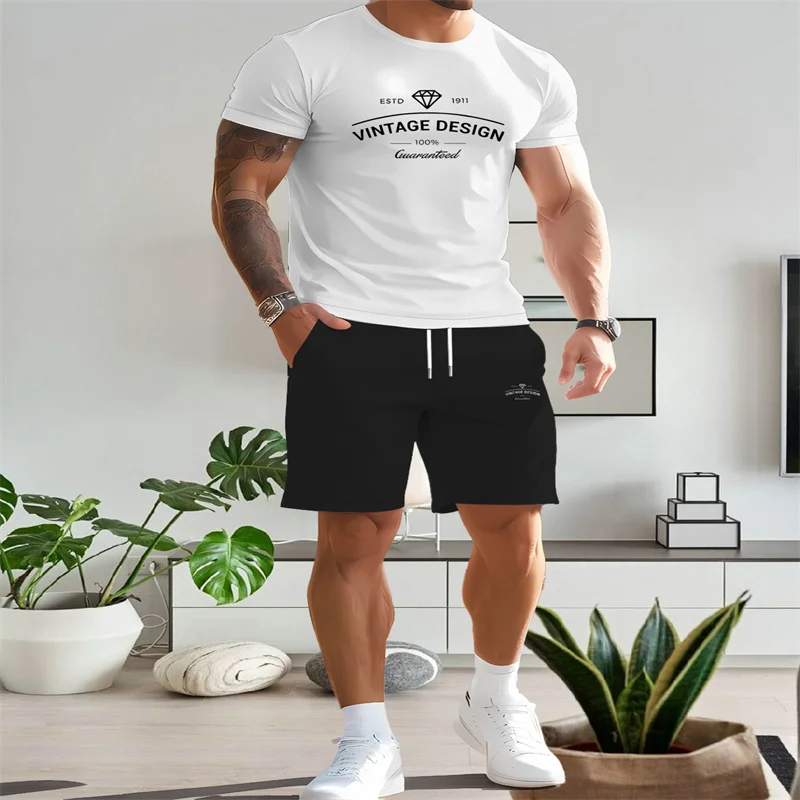 

Новый летний модный мужской спортивный костюм, футболка с короткими рукавами, спортивные шорты на открытом воздухе, комплект из двух предметов, повседневная спортивная одежда