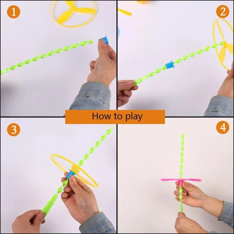 لعبة دفع اليعسوب اليدوي للأطفال ، الصحون الطائرة الملتوية ، ألوان متنوعة ، لعبة رياضية بلاستيكية ، طائرات هليكوبتر في الهواء الطلق ، 36