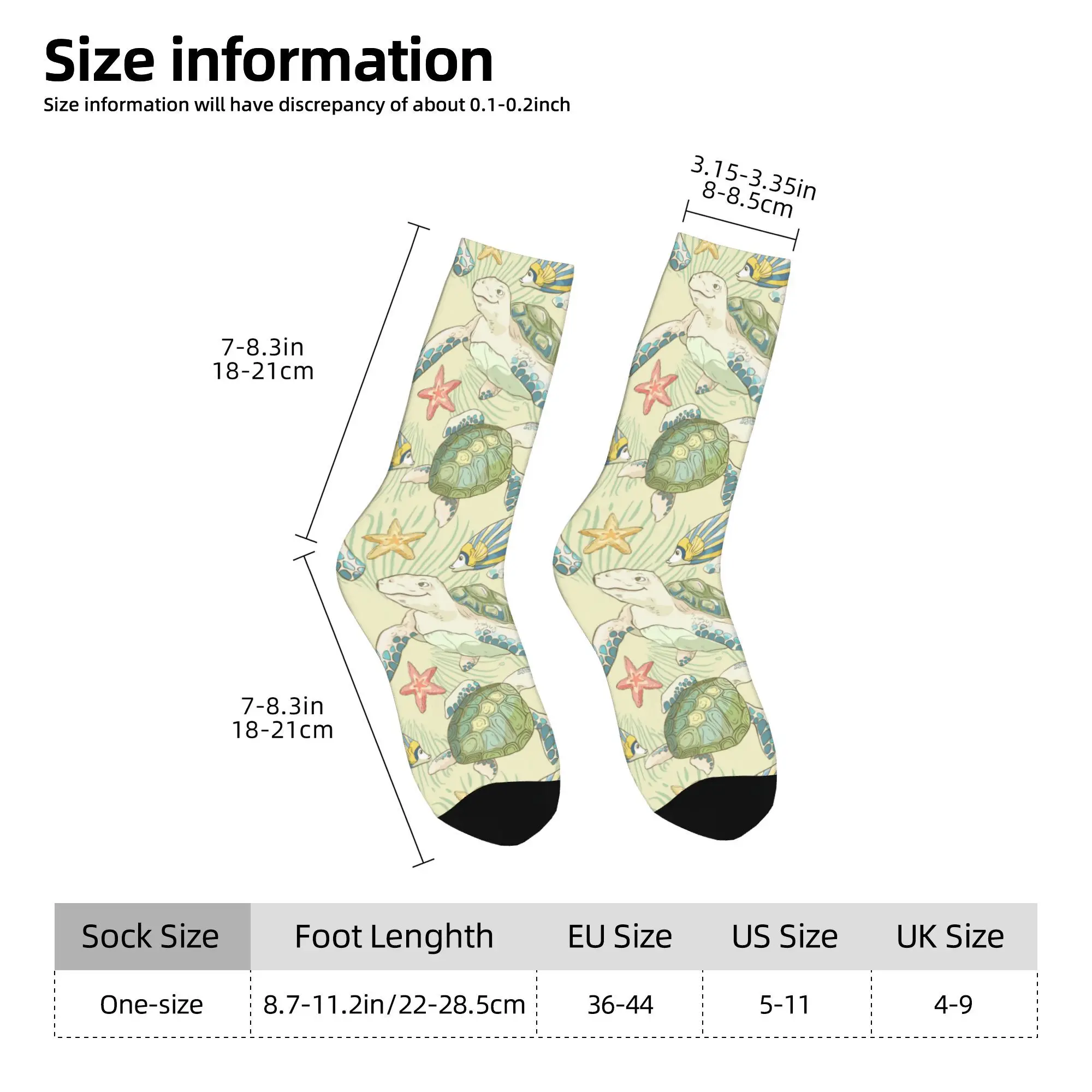 1pc Sea Fish and Turtles Sea  Printed Men's Socks Novelty Hip Hop Harajuku Pattern Crew Sock Casual Gift