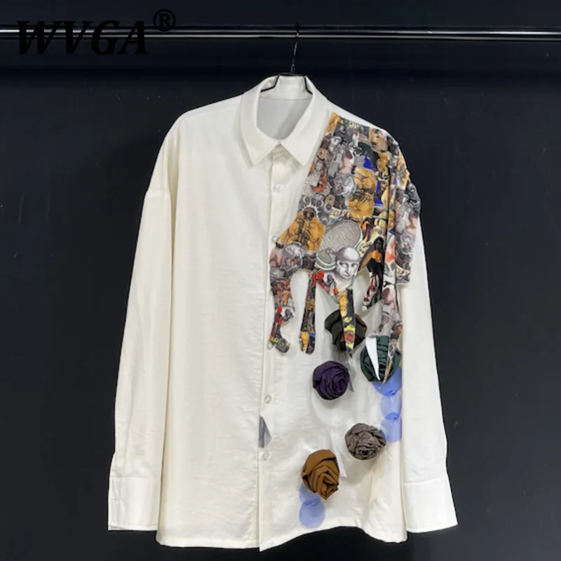 

WVGA Shirt Spring Autumn New Man Tide High Street Original Design Trendy Patchwork Niche Chic Casual Long Sleeve Tops Ins W11232