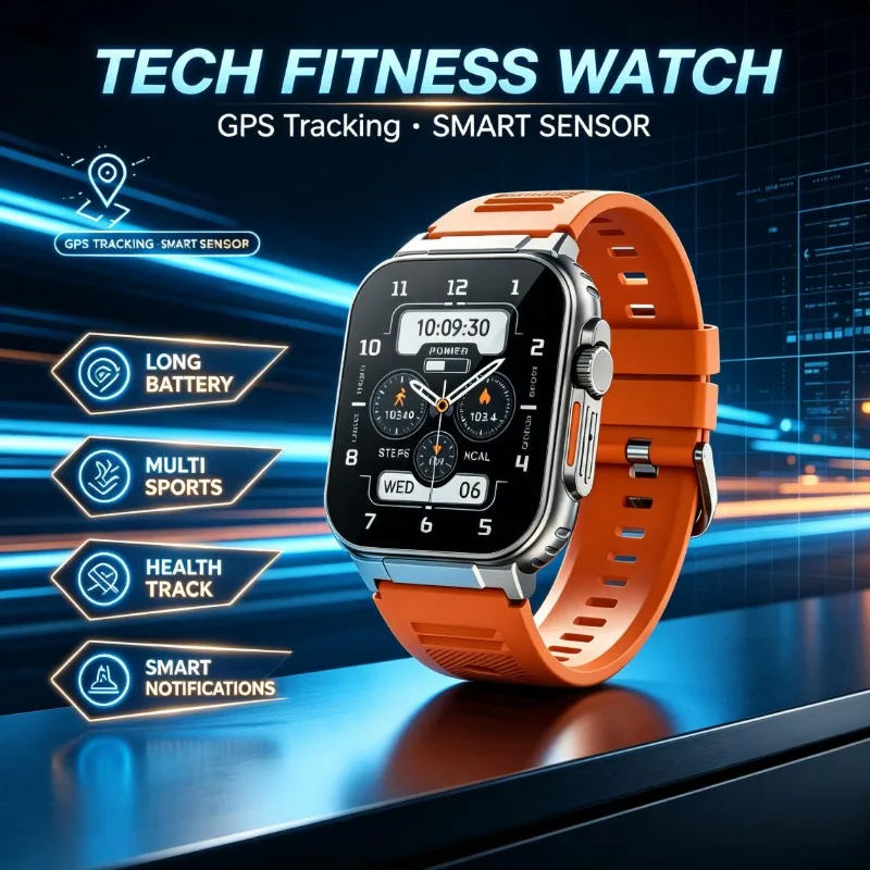 CDS9 Android Smart Watch, GPS & WiFi Supported, Heart Rate Monitoring Multifunctional Fitness Sports Watch For Men Women