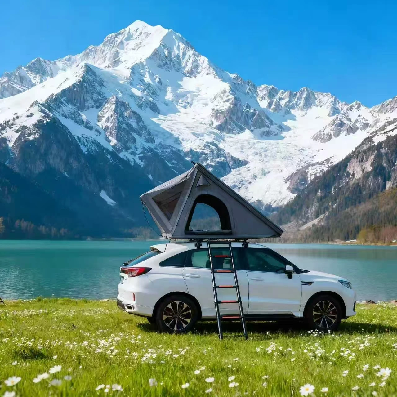 

Outdoor Camping Waterproof Rooftop Tent 2 Persons Suv Triangle Soft Shell Roof Top Tent