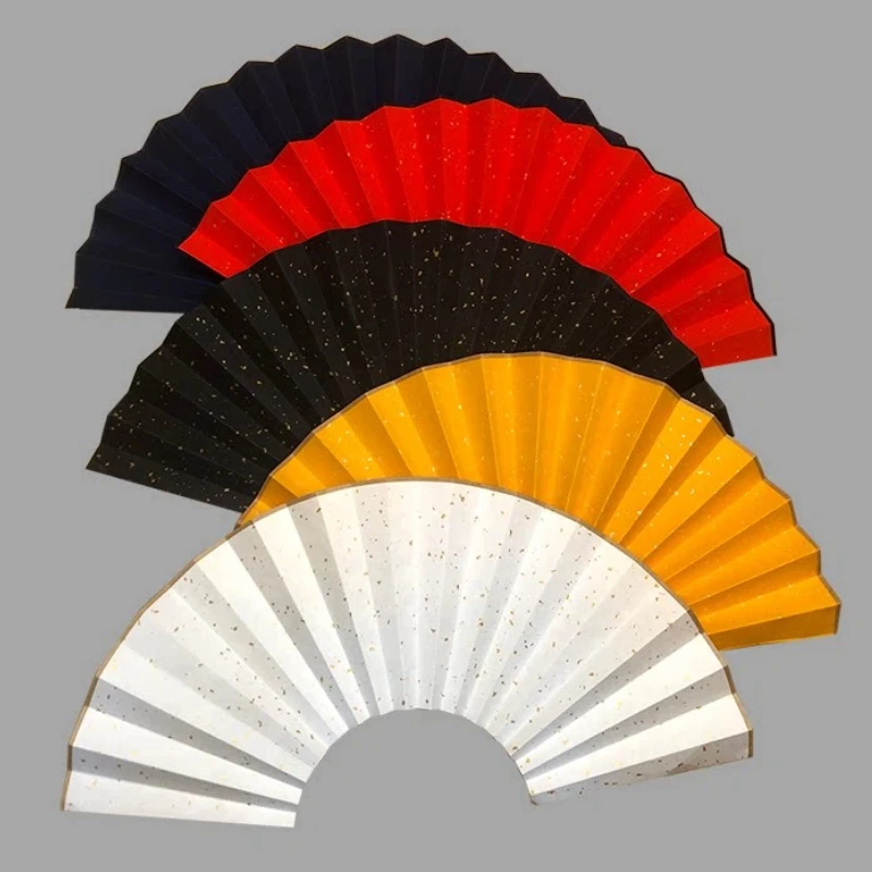 Blank Gold Fleck Colored Xuan Paper Folding Fan Surface for Calligraphy Painting Craft Handmade DIY Creation New Chinese Style