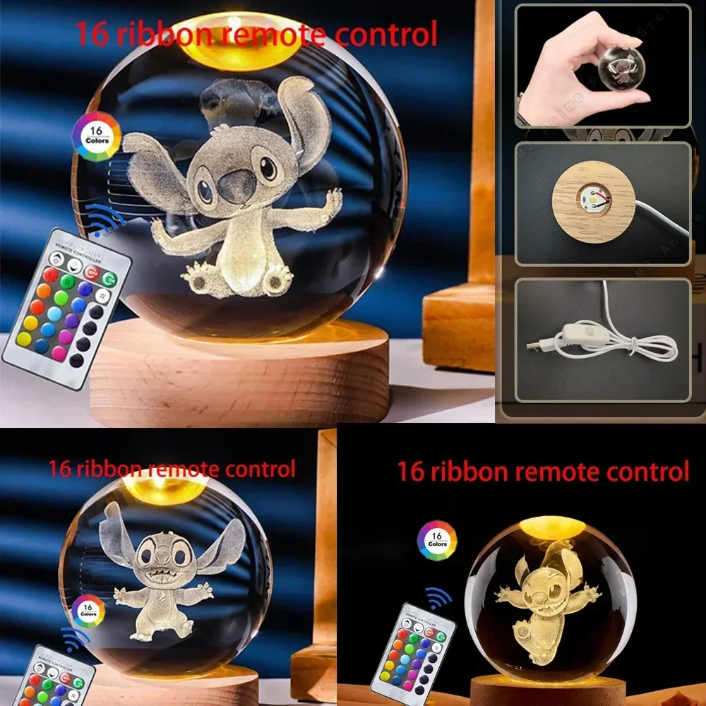 2025 3D Crystal Ball Stitch 16 colors can be remotely controlled Crystal Planet Night Light Laser Carving Children's Gifts