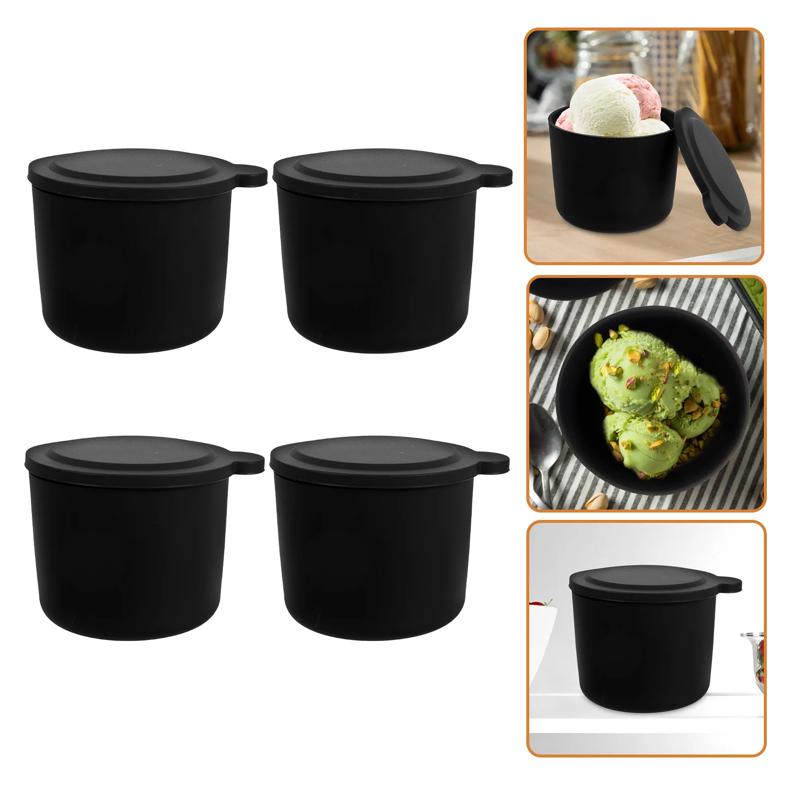 

4Pcs Ice Cream Mold Silicone Leakproof Storage Container for Freezer Dessert Fruit Keeper Reusable Ice Cream Storage Box