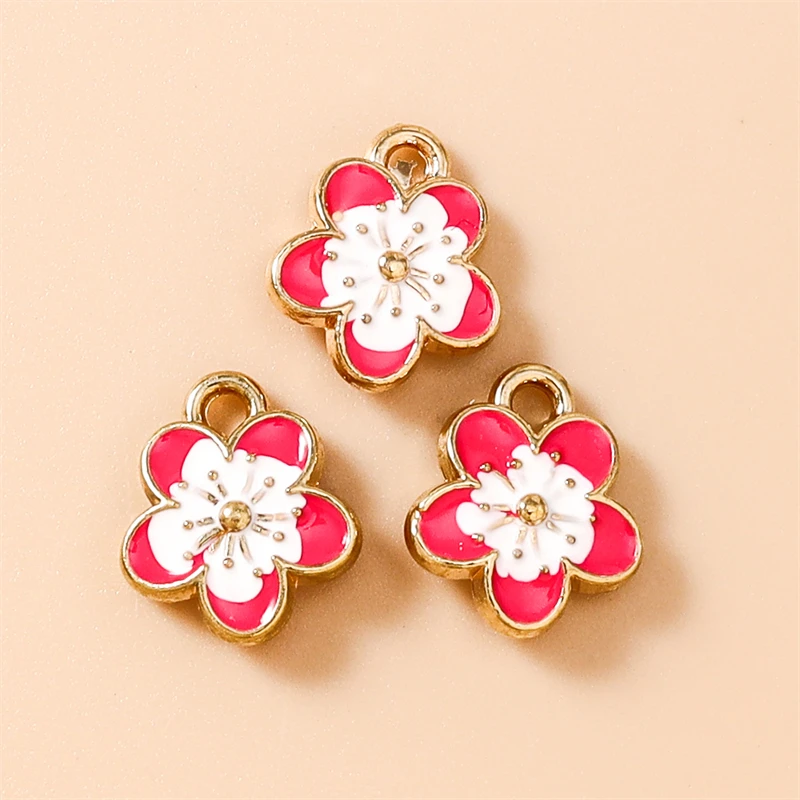 20 Stück 10x12mm Niedliche Bunte Mini-Emaille-Blumen-Anhänger für Schmuckherstellung Ohrringe Halsketten Armbänder DIY Bastelbedarf – Detail 5