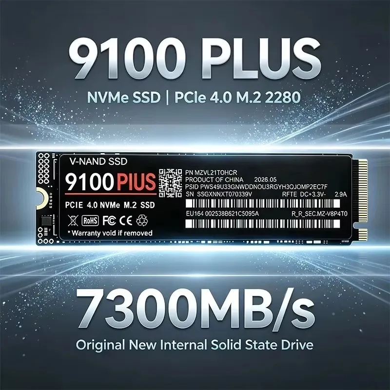 9100 PLUS M.2 2280 NVMe SSD PCIe Gen4.0 X4 1TB 2TB 4TB 7300MB/s TLC 3D NAND Internal Gaming Drive for PS5 PC Laptop Desktop