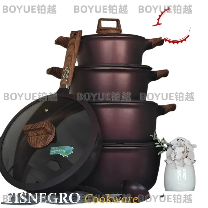 15 Piece Cookware Set Blue Diamond Nonstick Pots and Pans Die Cast Base Wear Resistant Soup Stockpot Kitchen Cooking Utensils