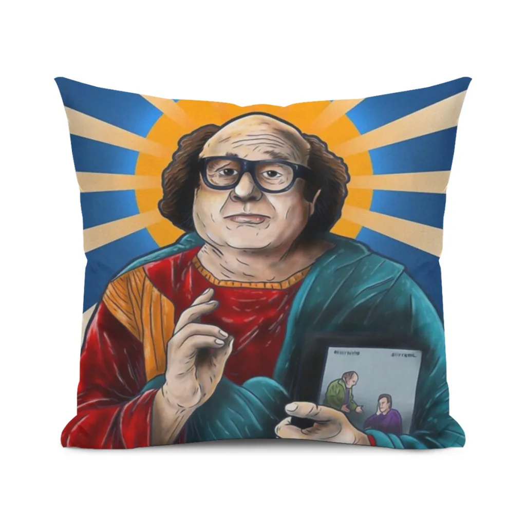 

Saint Danny DeVito Pillow Case Home Bedroom Living Room Sofa Cushion Cover 45x45cm Peach Skin Pillowcase