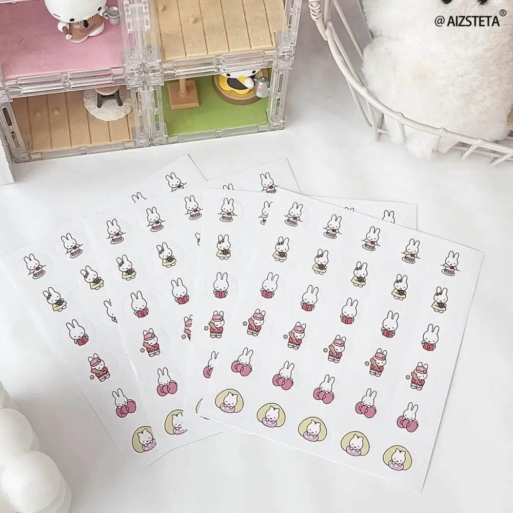 ملصقات أرنب ميفي لطيفة متعددة الأنماط مقاومة للماء كاواي أنيمي دائرية مختومة ملصقات دفتر تزيين كوب الماء للطلاب