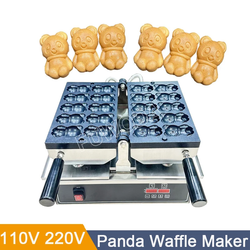 Non-stick Coating Snack Commercial 10Pcs Little Bear Shape Waffle Maker 1800W Electric Lovely Panda Waffle Make Machine