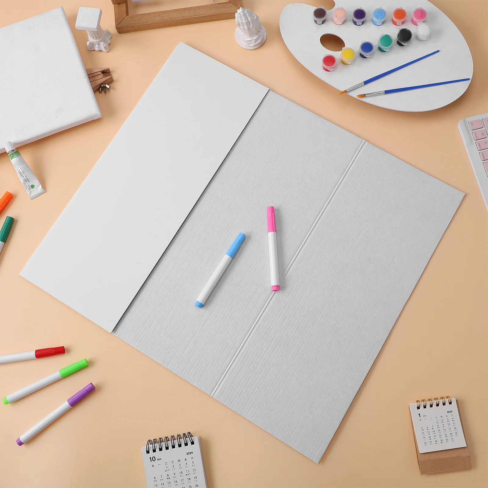 

4pcs Science Project Board Trifold White Poster Display Board Large Corrugated Sheets for Exhibitions Presentations