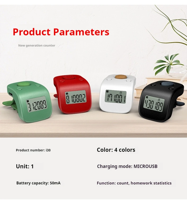 Electronic Mini Counter Ring Type Chanting Multifunctional Rechargeable 2-Hour Use, 3-Month Long Battery Life