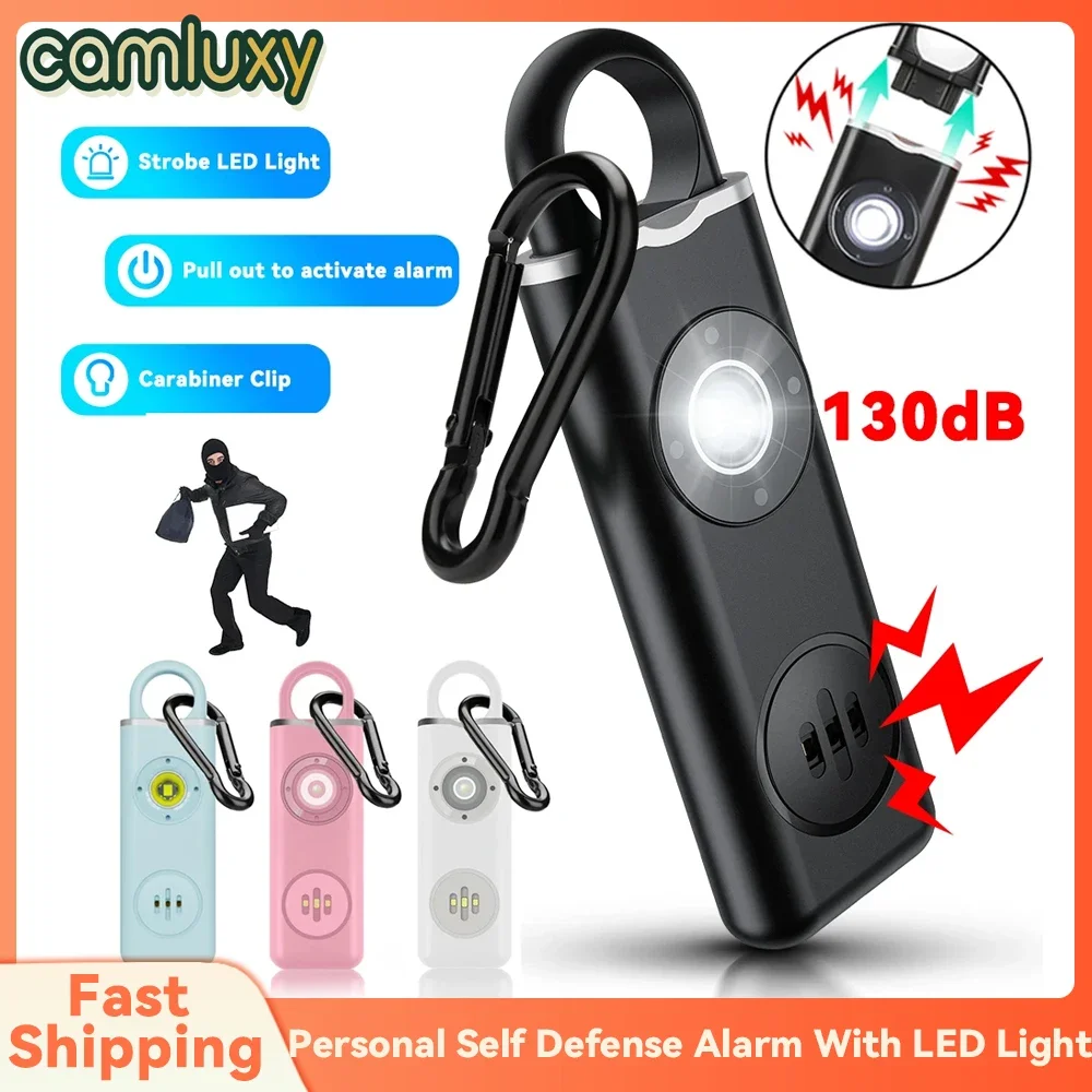 

Camluxy 130 дБ персональная сигнализация самообороны со светодиодной подсветкой сирена самообороны охранная сигнализация для женщин и девочек персональный брелок сигнализация