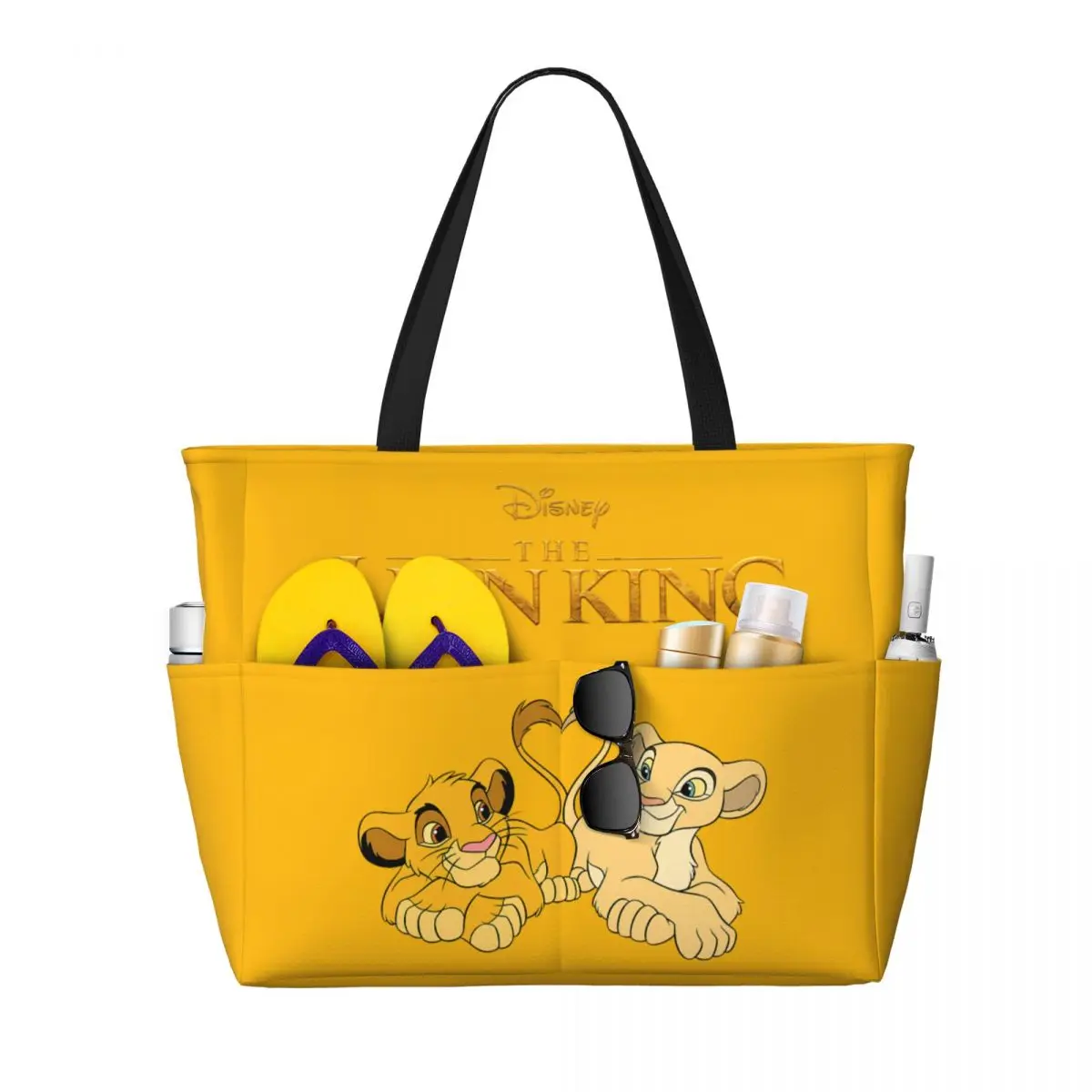 

Custom Large The Lion King Simba And Nala Tote Bag for Women Shoulder Shopper Beach Gym Travel Bag